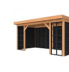 Douglasvision buitenverblijf Comfort Compleet 500 X 270 cm, kleurloos geïmpregneerd, wanden zwart geïmpregneerd.