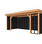 Douglasvision buitenverblijf Comfort Compleet 600 X 270 cm, kleurloos geïmpregneerd, wanden zwart geïmpregneerd.