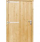 Vuren enkele deur inclusief kozijn extra breed en hoog, linksdraaiend, 119 x 209 cm, onbehandeld.