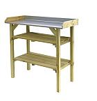 Tuinwerkbank grenen met verzinkt blad, 93 x 47 x 95 cm, groen geïmpregneerd.