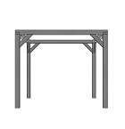 Vuren pergola houtpakket 300 x 300 cm t.b.v. strakdoek 292 x 292 cm, zwart gedompeld.