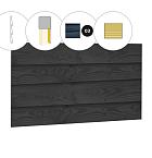 Zweeds rabat plankenset douglas bij achterwand D, 328,5 x 125 cm, zwart geïmpregneerd.