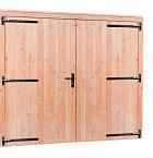 Douglas dubbele deur extra breed met zwart beslag, inclusief kozijn 255 x 209 cm, onbehandeld.