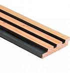 Douglas geschaafd triple profiel met afgeschaafde voorzijde 2,5 X 14 X 400 cm, zwart gespoten.