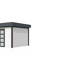 Vuren Topvision Parelhoen, 400 x 300 cm, wanden wit en basis antraciet.