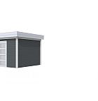 Vuren Topvision Parelhoen, 400 x 300 cm, wanden antraciet en basis lichtgrijs.