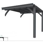 Buitenverblijf plat dak Excellent Modulair, vuren, tussenstuk L/C, 293x307 cm, antraciet gespoten.