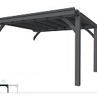 Buitenverblijf plat dak Excellent Modulair, vuren, tussenstuk L/E, 385x307 cm, antraciet gespoten.