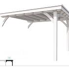 Buitenverblijf plat dak Excellent Modulair, vuren, rechterdeel L/D, 343x307 cm, wit gespoten.