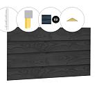 Zweeds rabat douglas enkelzijdige topgevel t.b.v. zadeldak Excellent XXL, zwart geïmpregneerd.