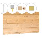 Blokhutprofiel vuren wand C, 278,5 x 224 cm, kleurloos geïmpregneerd.