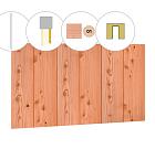 Halfhouts rabat plankenset douglas bij voorwand D, t.b.v. enkele deur, 328,5 x 285 cm, kleurloos geïmpregneerd.