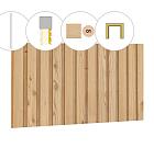 Rhombusprofiel plankenset vuren bij voorwand D, t.b.v. dubbele deur, 328,5 x 285 cm, kleurloos geïmpregneerd.