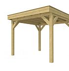 Buitenverblijf plat dak Premium I, vuren, basismodel L/C, 307x307 cm, groen geïmpregneerd.