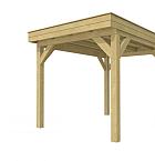 Buitenverblijf plat dak Premium I, vuren, basismodel XL/B, 257x357 cm, groen geïmpregneerd.