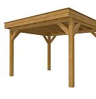 Buitenverblijf plat dak Premium I, douglas, basismodel L/D, 357x307 cm, groen geïmpregneerd.