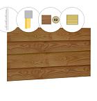 Zweeds rabat douglas enkelzijdige wand A, 178,5 x 224 cm, groen geïmpregneerd.