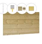 Blokhutprofiel vuren voorwand B, 228,5 x 285 cm, groen geïmpregneerd.