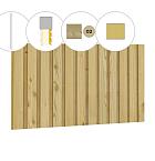 Rhombusprofiel plankenset vuren bij wand B, 228,5 x 224 cm, groen geïmpregneerd.