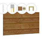 Zweeds rabat plankenset douglas bij voorwand D, t.b.v. dubbele deur, 328,5 x 285 cm, groen geïmpregneerd.