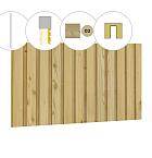 Rhombusprofiel plankenset vuren bij voorwand A, t.b.v. enkele deur, 178,5 x 285 cm, groen geïmpregneerd.