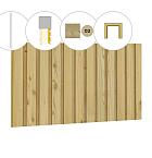 Rhombusprofiel plankenset vuren bij voorwand C, t.b.v. dubbele deur, 278,5 x 285 cm, groen geïmpregneerd.