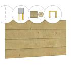 Zweeds rabat plankenset vuren bij voorwand C, t.b.v. dubbele deur, 278,5 x 285 cm, groen geïmpregneerd.