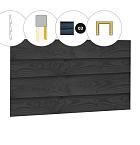 Zweeds rabat plankenset douglas bij voorwand D, t.b.v. dubbele deur, 328,5 x 285 cm, zwart geïmpregneerd.