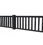 Hekwerk recht douglas type D, 328,5 x 73 cm, zwart geïmpregneerd.