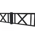 Hekwerk met kruis douglas type D, 328,5 x 73 cm, zwart geïmpregneerd.