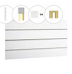 Zweeds rabat plankenset vuren bij voorwand C, t.b.v. enkele deur, 278,5 x 285 cm, wit gespoten.