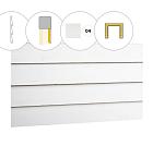 Zweeds rabat plankenset vuren bij voorwand C, t.b.v. dubbele deur, 278,5 x 285 cm, wit gespoten.