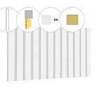 Rhombusprofiel vuren enkelzijdige achterwand A, 178,5 x 186 cm, wit gespoten.