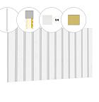 Rhombusprofiel plankenset vuren bij achterwand D, 328,5 x 186 cm, wit gespoten.