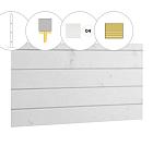 Blokhutprofiel vuren achterwand C, 278,5 x 186 cm, wit gespoten.