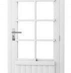 Vuren enkele 8-ruits deur inclusief kozijn, rechtsdraaiend, 90 x 201 cm, wit gespoten.
