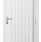 Vuren enkele dichte deur inclusief kozijn, rechtsdraaiend, 90 x 201 cm, wit gespoten.