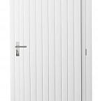 Vuren enkele dichte deur extra breed inclusief kozijn, rechtsdraaiend, 112 x 201 cm, wit gespoten.