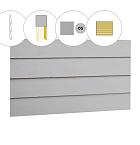 Zweeds rabat plankenset vuren bij wand C, 278,5 x 224 cm, lichtgrijs gespoten.