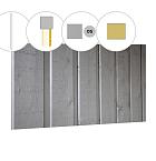 Banddeel plankenset vuren bij wand A, 178,5 x 224 cm, lichtgrijs gespoten.