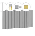 Rhombusprofiel plankenset vuren bij achterwand B, 228,5 x 125 cm, lichtgrijs gespoten.