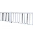 Hekwerk recht vuren type D, 328,5 x 73 cm, lichtgrijs gespoten.