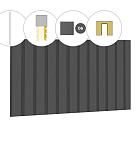 Rhombusprofiel plankenset vuren bij voorwand B, t.b.v. enkele deur, 228,5 x 285 cm, antraciet gespoten.