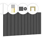 Rhombusprofiel plankenset vuren bij voorwand B, t.b.v. dubbele deur, 228,5 x 285 cm, antraciet gespoten.