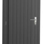 Vuren enkele dichte deur inclusief kozijn, linksdraaiend, 90 x 201 cm, antraciet gespoten.