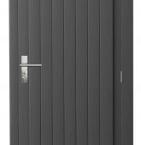 Vuren enkele dichte deur inclusief kozijn, rechtsdraaiend, 90 x 201 cm, antraciet gespoten.