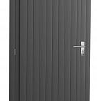 Vuren enkele dichte deur extra breed inclusief kozijn, linksdraaiend, 112 x 201 cm, antraciet gespoten.