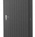 Vuren enkele dichte deur extra breed inclusief kozijn, rechtsdraaiend, 112 x 201 cm, antraciet gespoten.