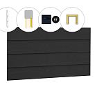 Zweeds rabat plankenset vuren bij voorwand D, t.b.v. dubbele deur, 328,5 x 285 cm, zwart gespoten.