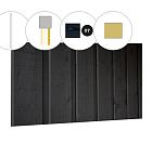 Banddeel plankenset vuren bij wand B, 228,5 x 224 cm, zwart gespoten.